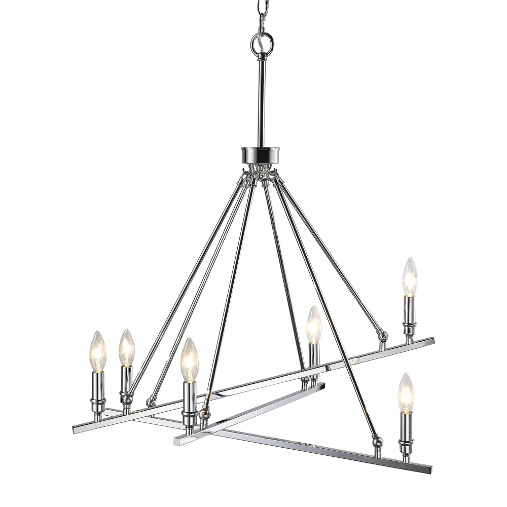 Wry Lighting Garvin 6-light Chandelier in Chrome